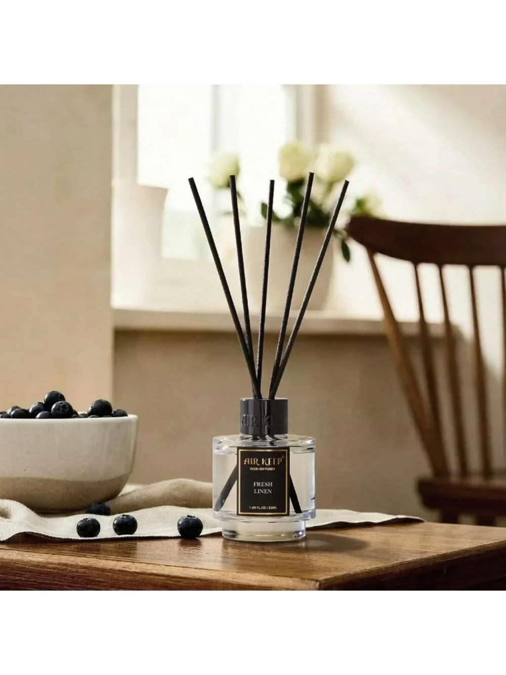 Set of 3 Reed Diffusers for Bathroom | Fresh Linen, Vanilla, Eucalyptus & Mint
